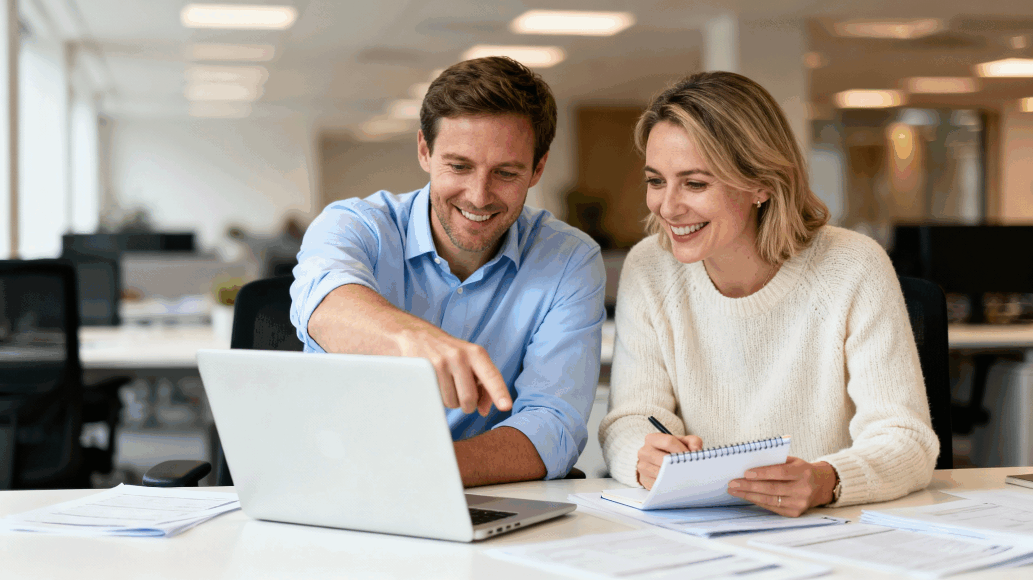 Couple working together in family business.