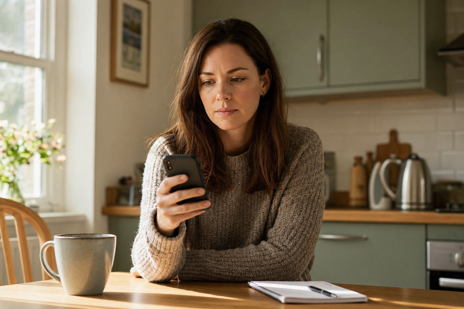 Domestic Abuse Solicitors - Image 3 Woman finding the courage to call a domestic abuse solicitor for urgent legal advice – Purcell Solicitors Milton Keynes