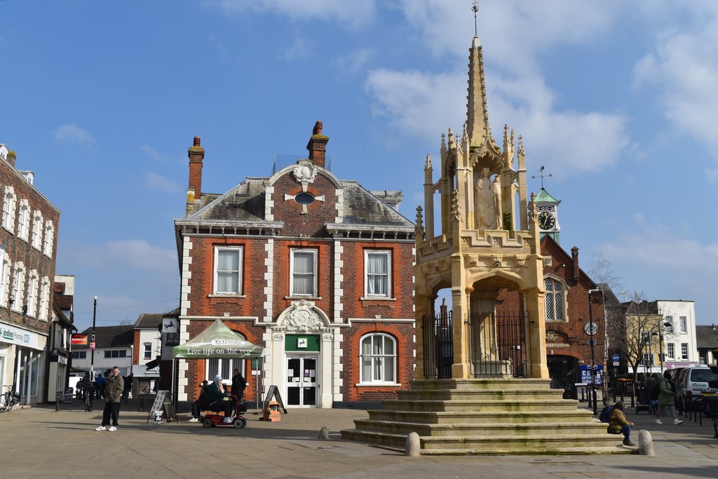 The historic Market Cross in Leighton Buzzard's market square, Bedfordshire