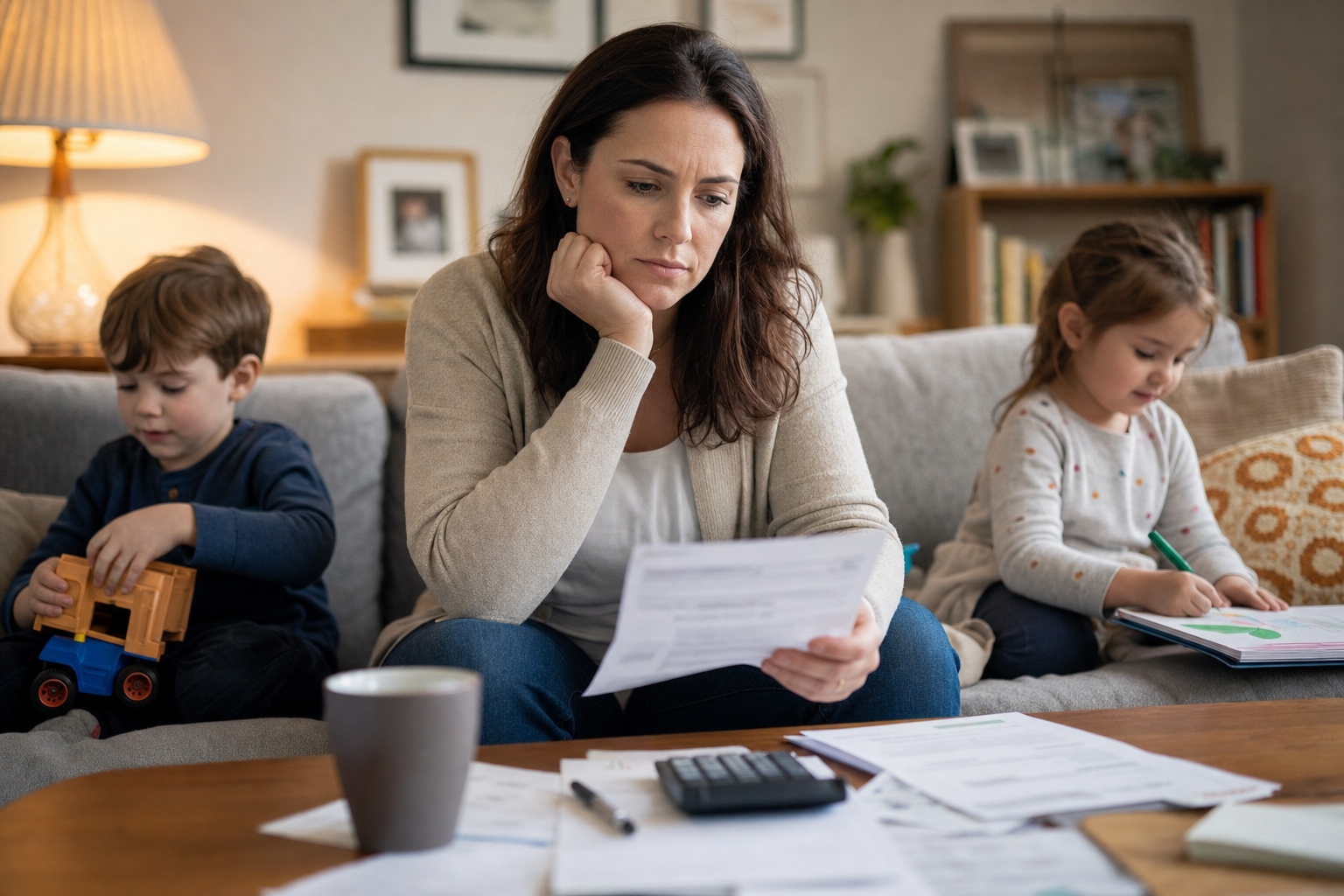 Parent Considering Relocation with Children — Purcell Solicitors Mother with children at home facing difficult decisions about relocation after separation — Purcell Solicitors
