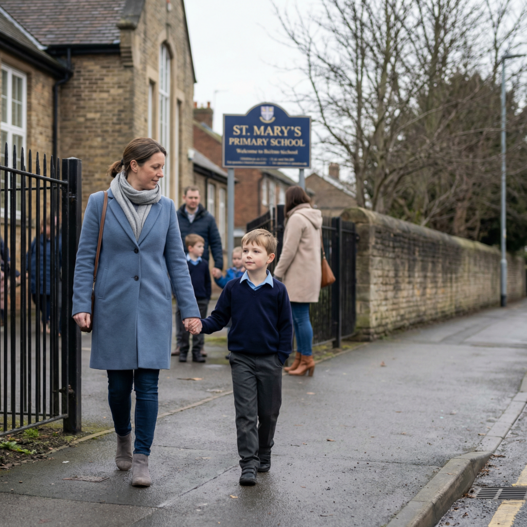 Mum collecting child from school