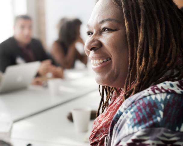 A woman in a meeting