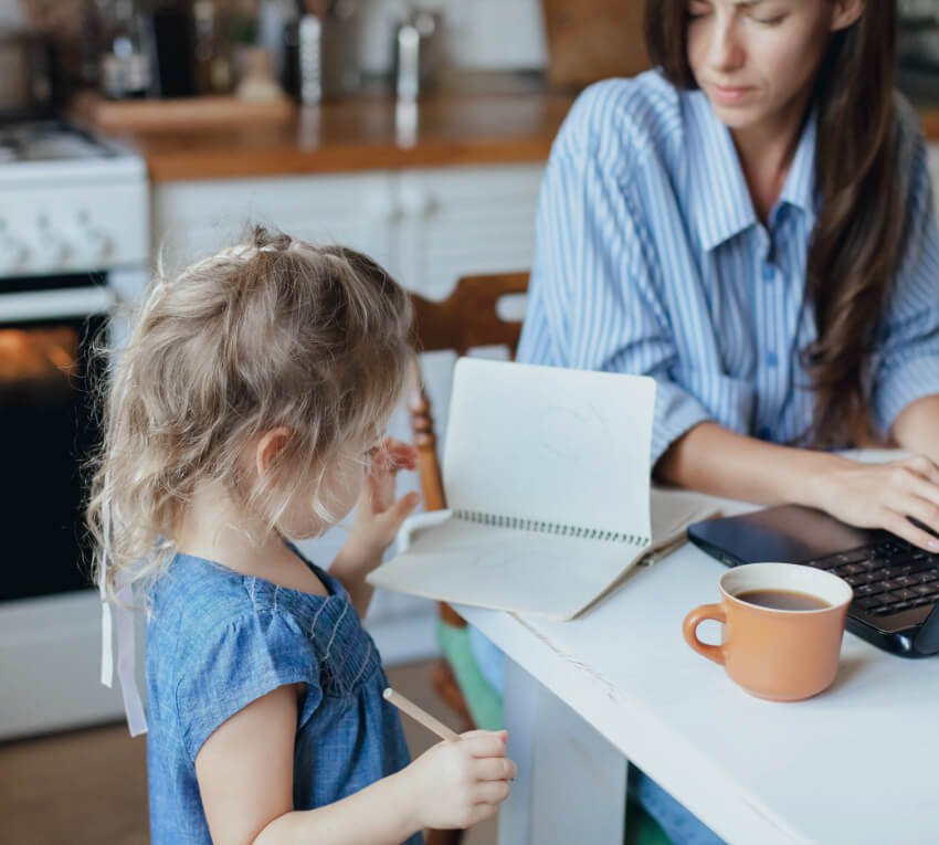 A woman and child